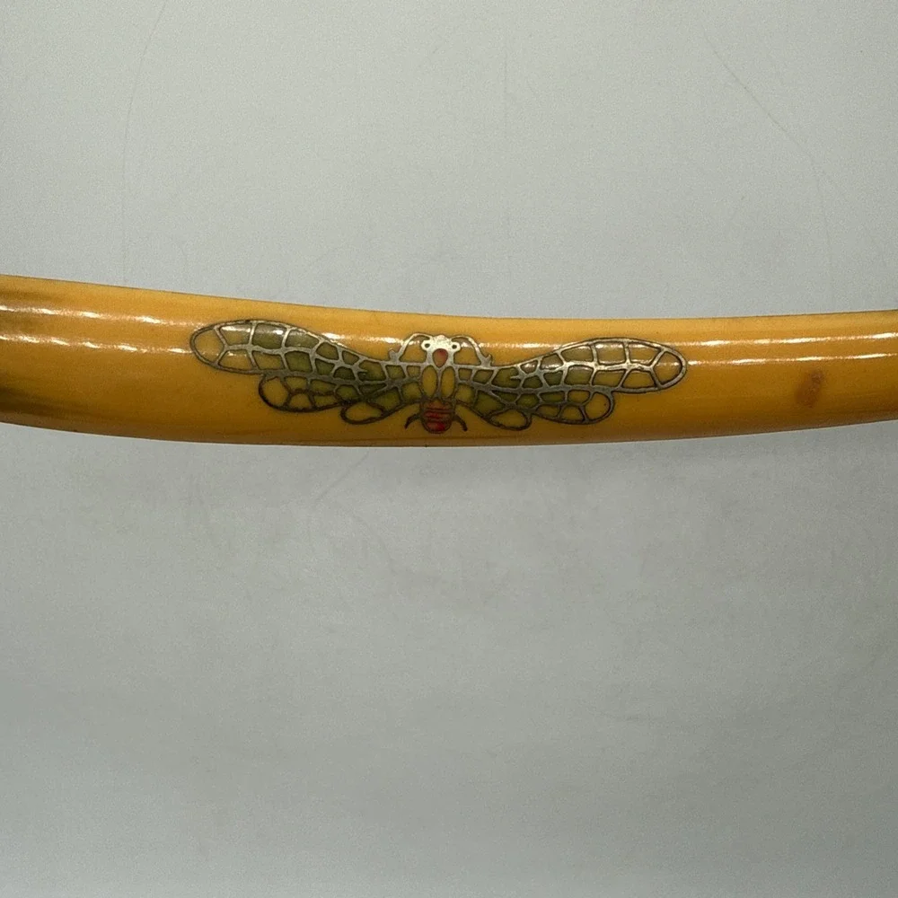 E&M Aboussleman Germany Straight Razor 425 1/2 Butterfly Yellow/Green Handle
